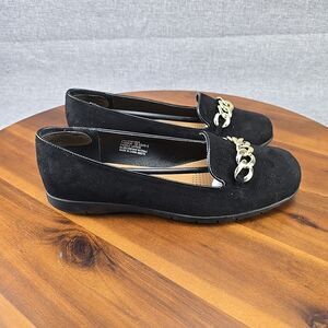 Comfortview Women's Size 7.5WW Thayer Slip On Flat With Gold Chain Accent